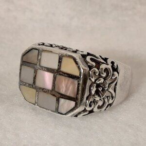 Vintage Sterling Silver Ring with Abalone Inlay Size 8